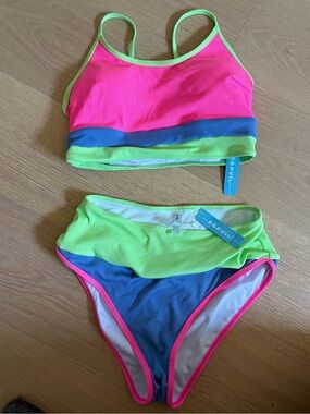 Neon Colorblock Women's Bikini - Pink & Lime